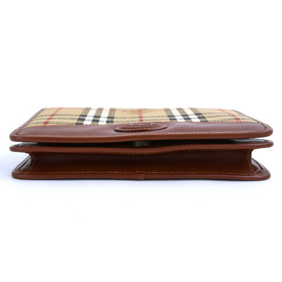 Burberry Clutch Bag Nova Check Leather Beige Brown with Loop - Picture 4 of 16